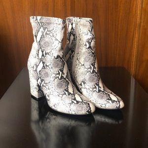 Snakeskin booties